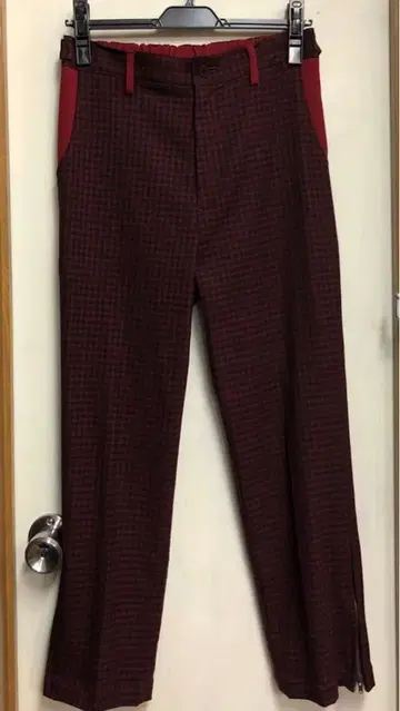 패션 여성용 구제 의류 인브리드 로지예 팬츠 빨간색 깅엄 체크