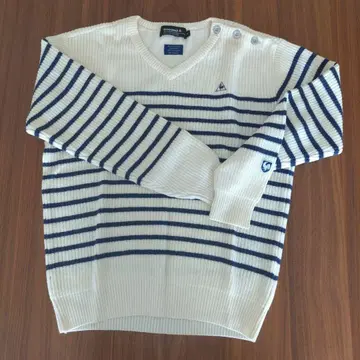 르꼬끄 스포르티브 스트라이프 V넥 스웨터