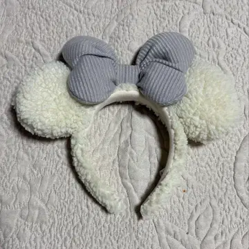 미키 귀 머리띠 그레이 리본 포함