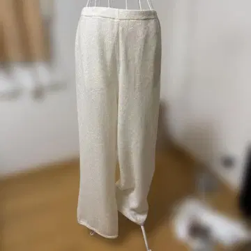 ATON 에이트 모헤어 니트 팬츠 화이트 일본제 와이드 팬츠