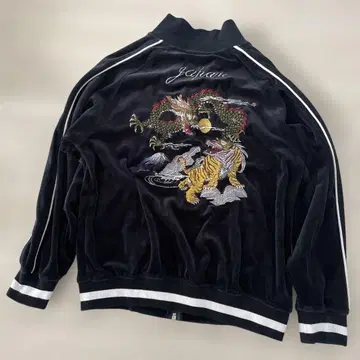 벨로아 블루종 블랙 자수 L