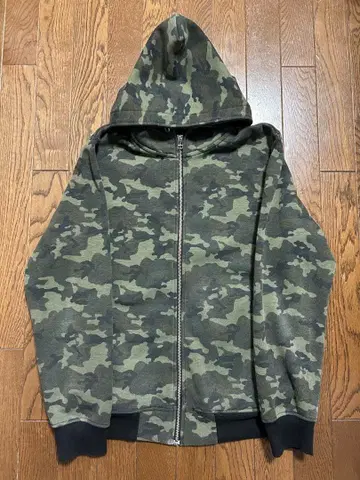 카모 패턴 풀 집업 후드티