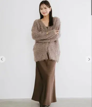 새상품 미사용 [ Aimeine ] 샤기 모헤어 가디건 인기 상품 브라운