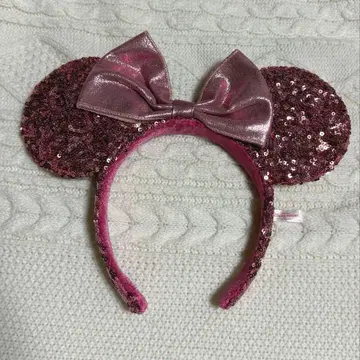 미키 귀 머리띠 핑크 글리터