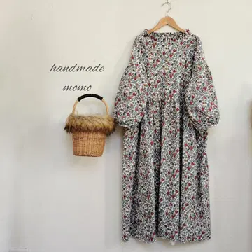 handmade 코듀로이 원피스 free 미니 꽃무늬 긴팔