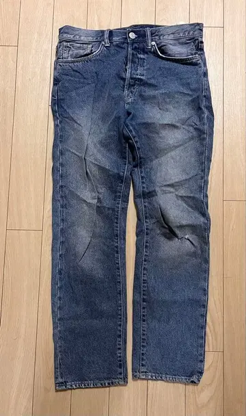 다크 블루 스트레이트 데님 팬츠