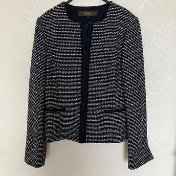 미착용 리플렉트 노카라 트위드 자켓 세레모니 9호 네이비