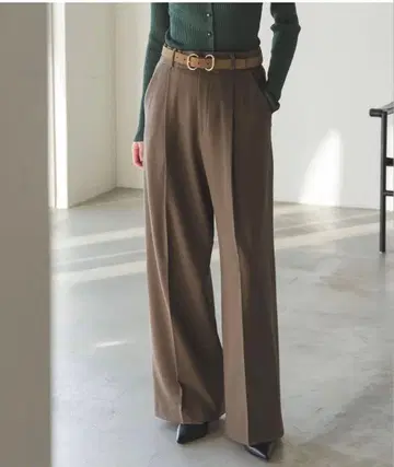 새상품 noble 트윌 속기모 슬랙스 팬츠 브라운 38