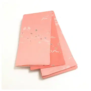 새상품급 순수 실크 핑크 반폭 오비 멋스러운 그라데이션 코몬 길이 425