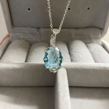 스카이블루 오벌컷 목걸이 새상품