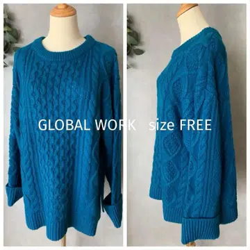 GLOBAL WORK 롱 기장 니트 롱 블루