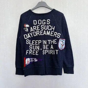 고품질 DENIM DUNGAREE SNOOPY 와펜 맨투맨 네이비