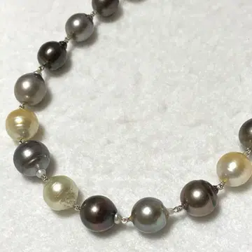 검은 나비 남양 진주 목걸이 멀티 컬러 9~12mm 알