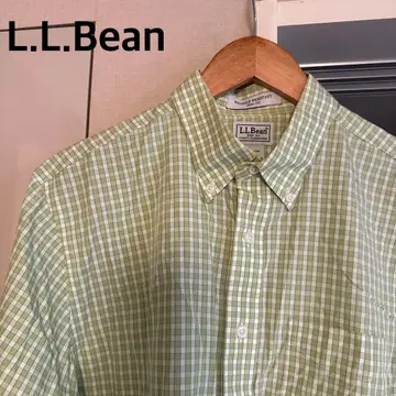 L.L.Bean 그린 체크 무늬 긴팔 셔츠 M-REG