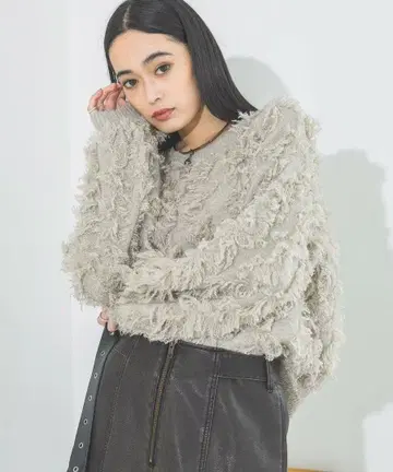 지나시스 JEANASIS 라메 컷 자카드 숏 풀오버