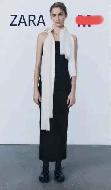 ZARA 베어탑 타이트 원피스 XL 블랙 데님