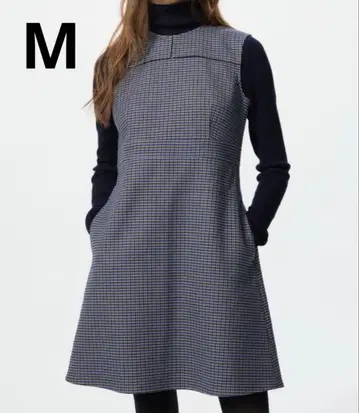 더블 페이스 미니 원피스 M 블루 유니클로 UNIQLO