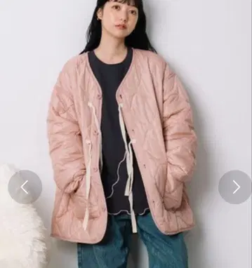 오버 사이즈 핑크 퀼팅 자켓