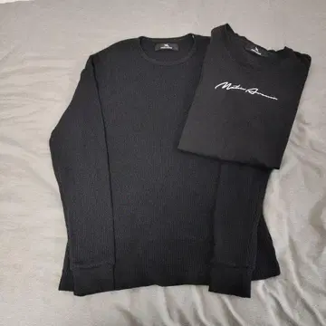 블랙 긴팔 T셔츠 와플 원단