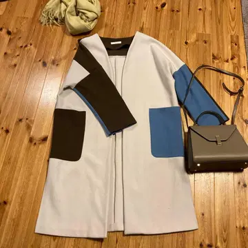 FENNEL 컬러 블록 노카라 자켓