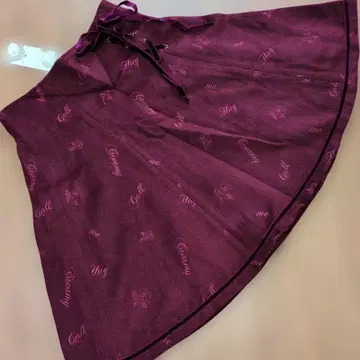 택 포함 미사용 엑시즈팜 와인 레드 플레어 스커트 리본 포함