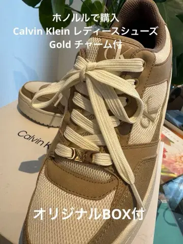 캘빈 클라인 베이지 화이트 스니커즈