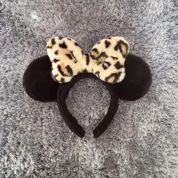 디즈니 미니 레오파드 무늬 리본 머리띠