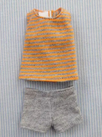 rurukoboy 아웃핏 오렌지 x 그레이 보더