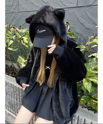 [ PHILLY ] 캣 인조 모피 블루종