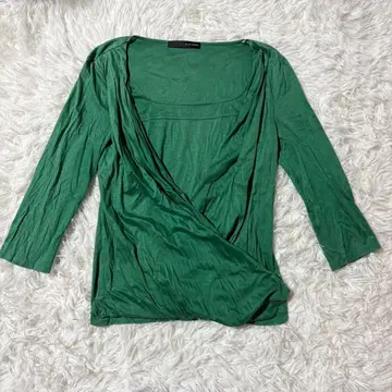 22 OCTOBRE 여성용 긴팔 T셔츠 M 개더 그린 코튼