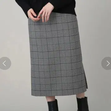 UNTITLED Oggi.jp 게재 벌키 체크 미디 기장 내로우 스커트