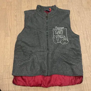 레어! 뽀빠이 지퍼 플리스 베스트 자수