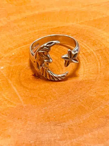 실버 925 달과 별 디자인 빈티지 반지