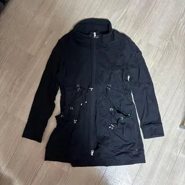 buddha 후드 부착 지퍼 코트 L 블랙 드로 코드