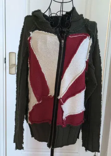 유니크한 패치워크 니트 후드티