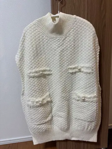 화이트 니트 베스트 포켓 부착 사이즈 1