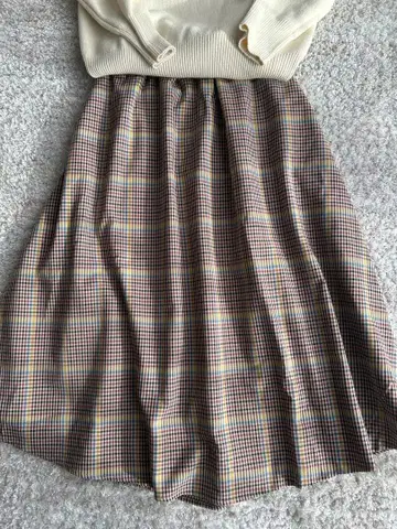 bulle de savon 체크 무늬 플레어 스커트