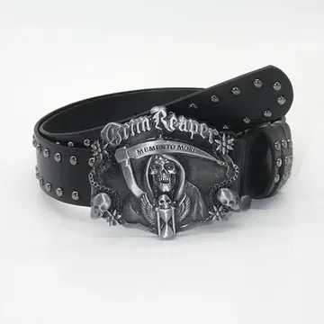 그림리퍼 스터드 장식 가죽 벨트