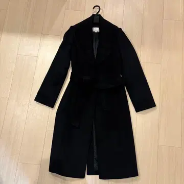 블랙 롱 코트 벨트 포함