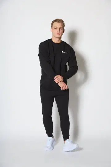 EVANE 블랙 트레이닝복 조거 팬츠 셋업 L