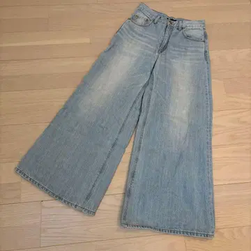 allureville 라이트 블루 데님 와이드 레그 팬츠