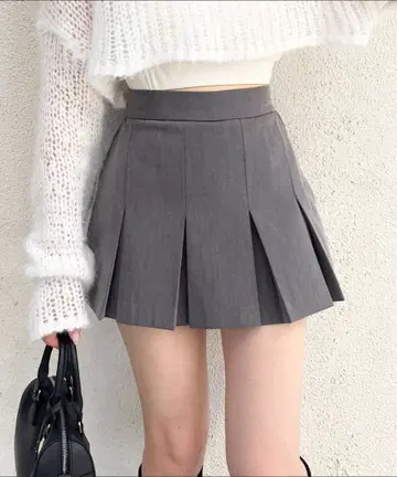 Chico 와이드 플리츠 미니스커트 그레이