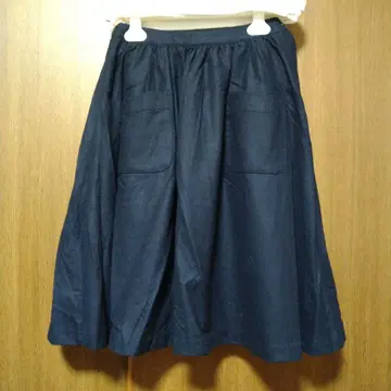 무인양품 MUJI LABO 플레어 스커트 캐시미어 혼방 네이비