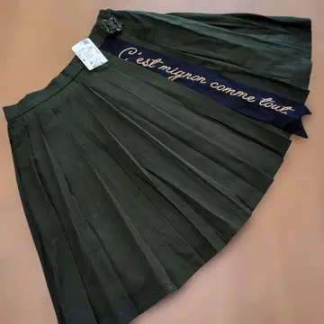 택 포함 미사용 엑시즈팜 올리브 그린 플리츠 치마바지