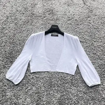 폭시 40 화이트 코튼 볼레로 가디건