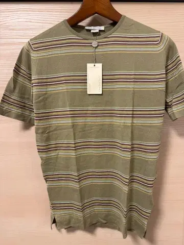JOHN SMEDLEY 존스메들리 그린 계열 스트라이프 T셔츠 S