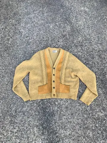 Saxony 울 스웨이드 가디건 70s
