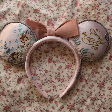 미니 귀 머리띠 핑크 리본 포함