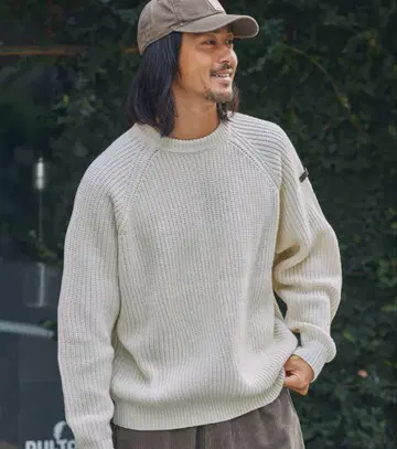 멀티 컴포트 니트 오버 사이즈 래글런 크루넥 풀오버