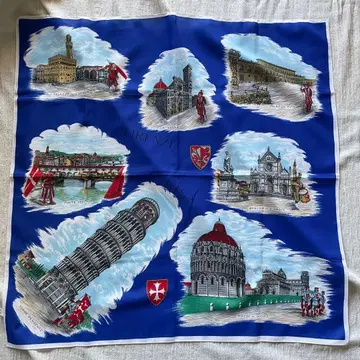 빈티지 수베니어 스카프 피렌체 블루